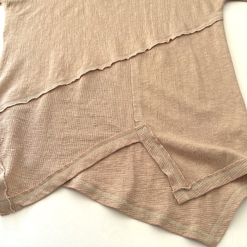 MARIA RERIO Ladies top blouse handkerchief hem lagenlook bougie beige size Small - Picture 12 of 16